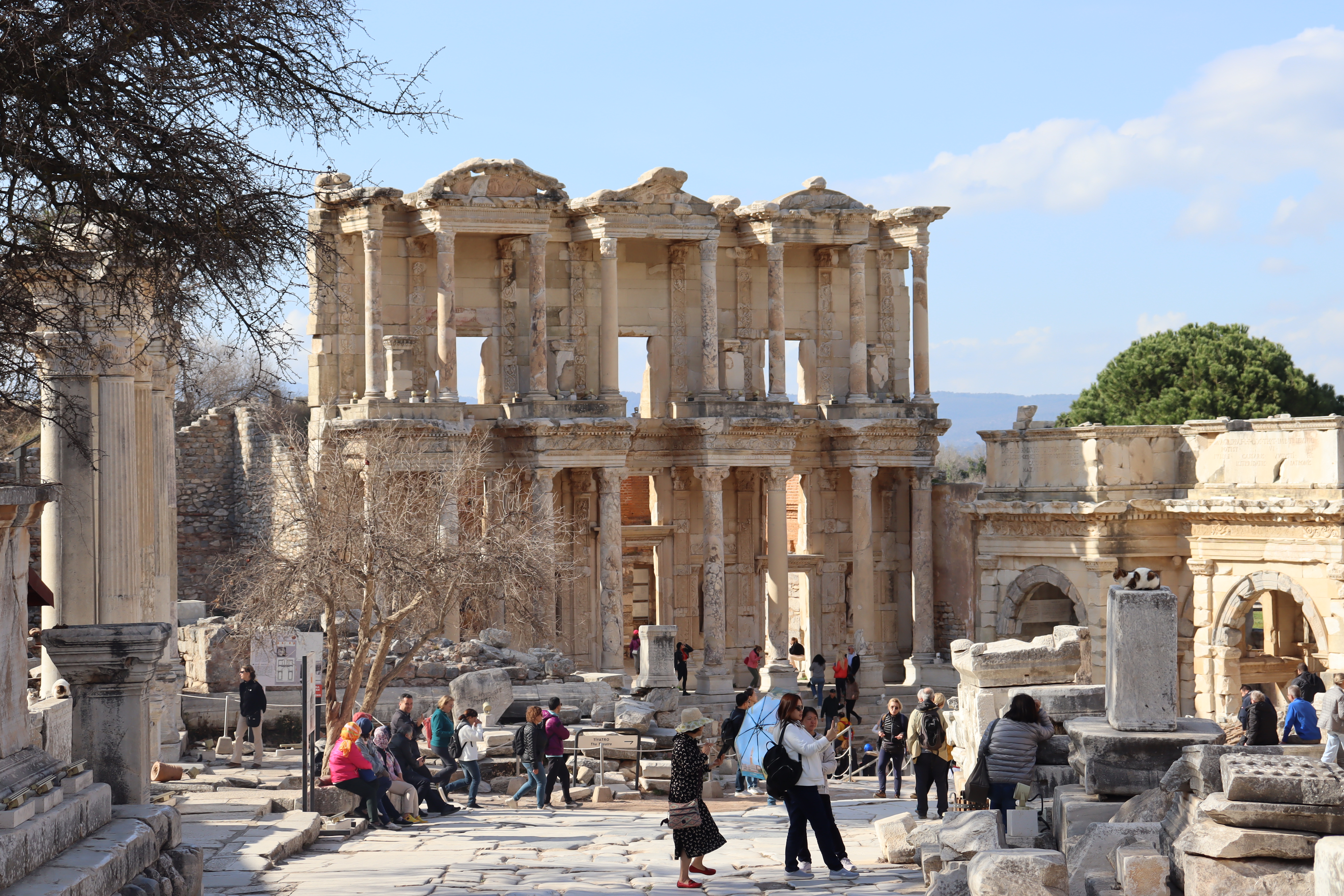 Library of Celsus photographed in golden morning light